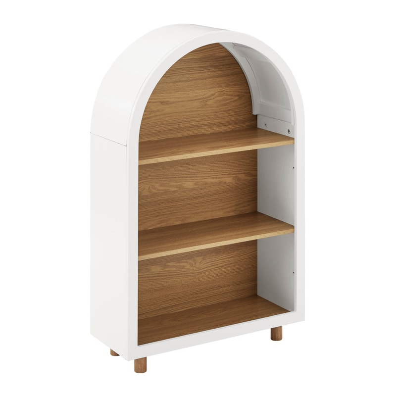 Van Arched 3-Tier Bookcase Display Shelf Storage Cabinet White