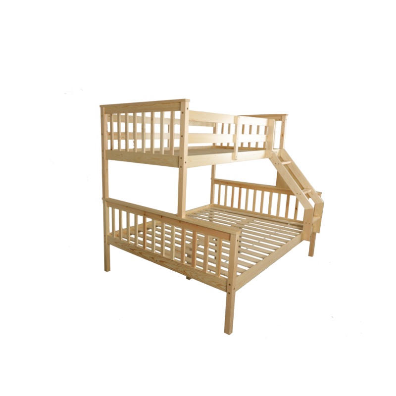 Wooden Timber Solid Pine Single Over Double Size Bunk Bed Frame - Oak
