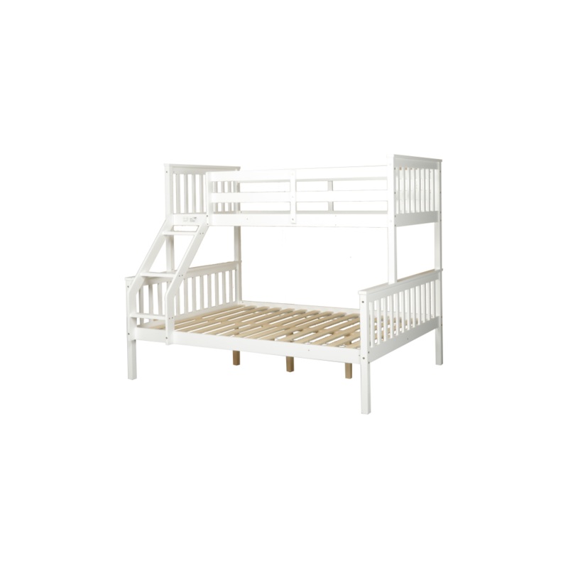 Wooden Timber Solid Pine Single Over Double Size Bunk Bed Frame - White