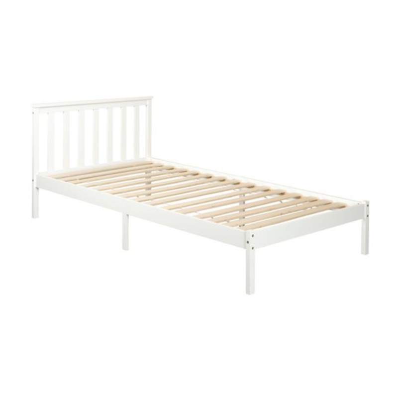 Wooden Timber Solid Pine Single Size Bed Frame - White