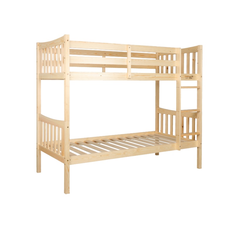 Wooden Timber Solid Pine Single Size Bunk Bed Frame - Oak