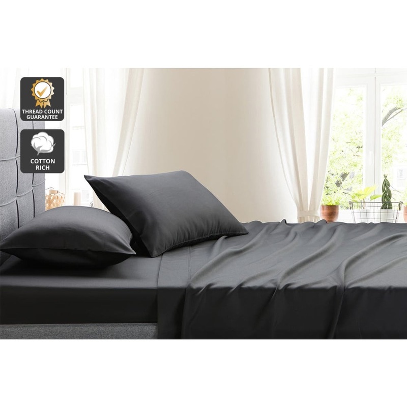 1000TC Cotton Rich Bed Sheet Set - Forged Iron, Queen