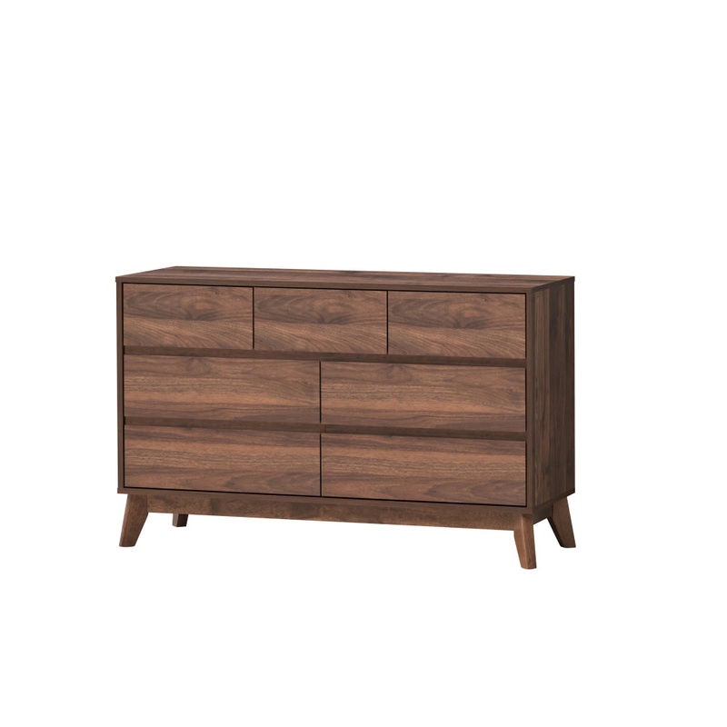 Audrey Wooden Chest Of 7-Drawers Dresser Storage Cabinet Walnut