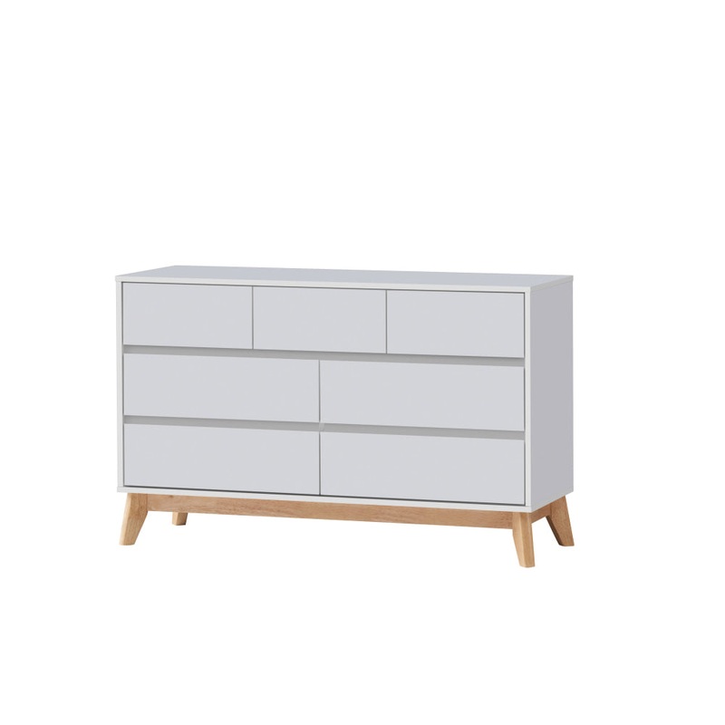 Audrey Wooden Chest Of 7-Drawers Dresser Storage Cabinet White/Oak