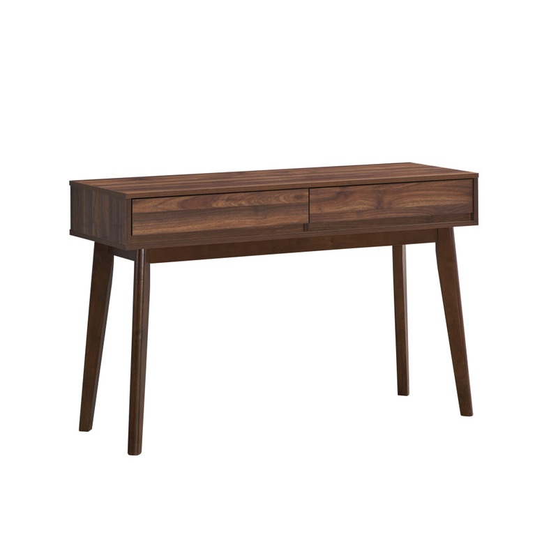 Audrey Wooden Hallway Console Hall Table W/ 2-Drawers Walnut