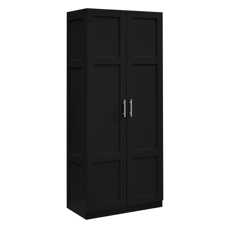 Caddo 2-Doors Tall Broom Cupboard 5-Tier Storage Cabinet Black