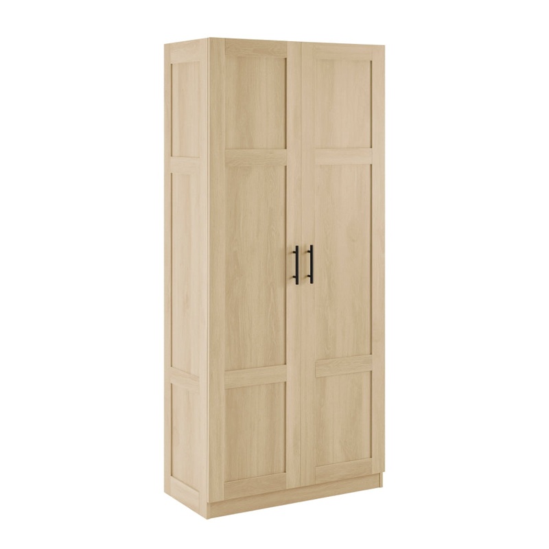 Caddo 2-Doors Tall Broom Cupboard 5-Tier Storage Cabinet Oak