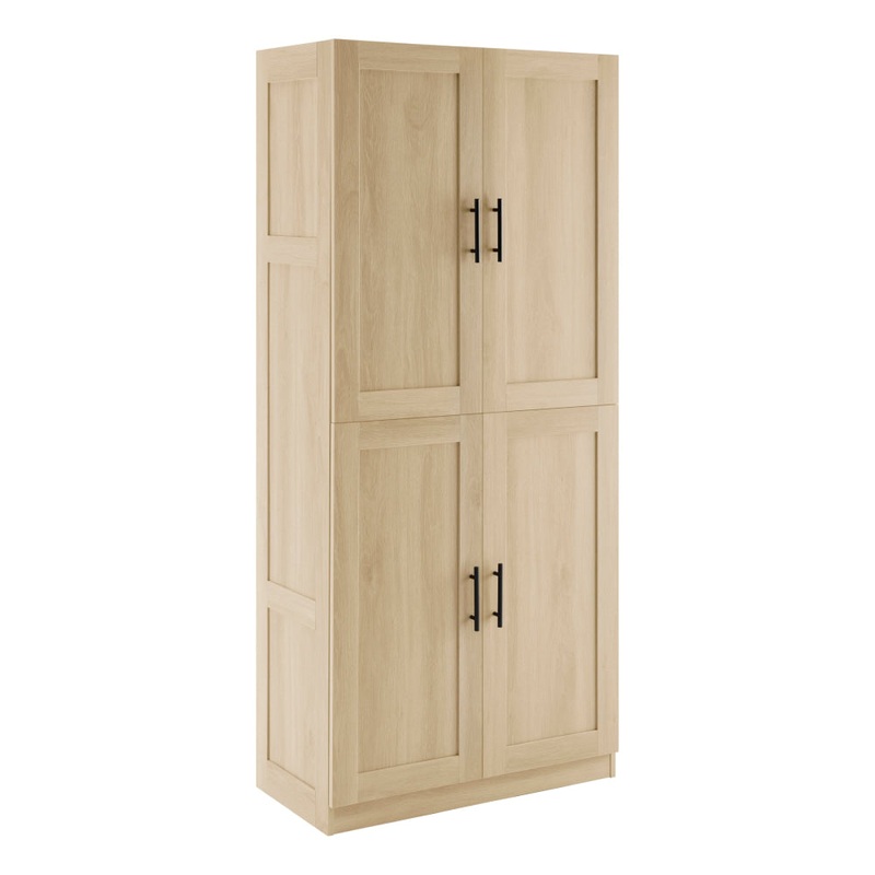 Caddo 4-Doors Split Tall Cupboard 6-Tier Storage Cabinet Oak