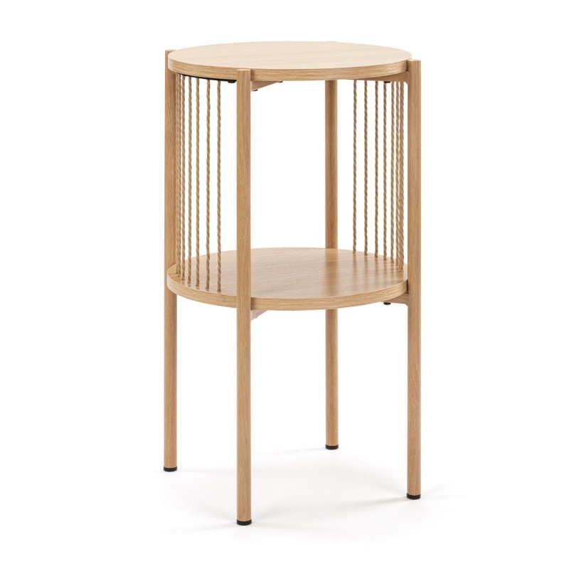 Connell Modern Round Wooden End Lamp Side Table - Black