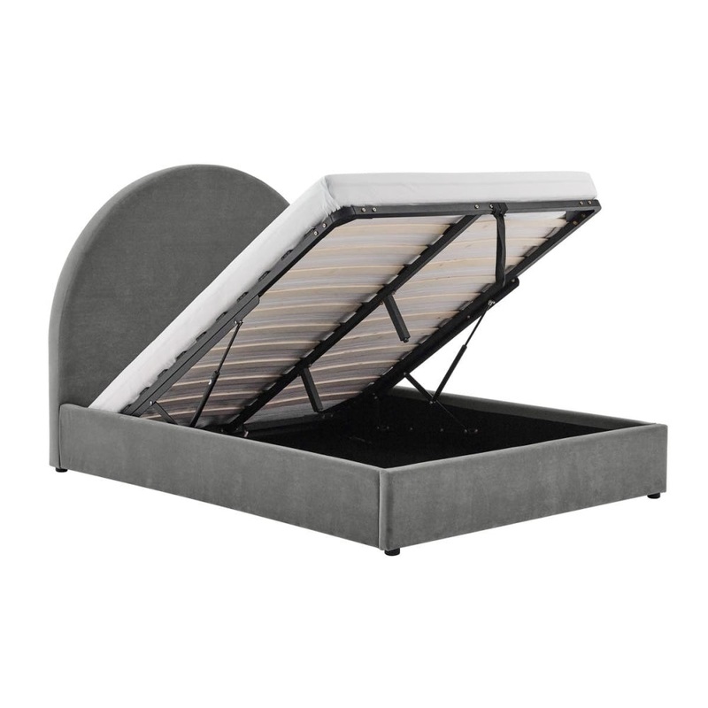 Eloise Curved Gas Lift Bed Frame - Light Grey, King