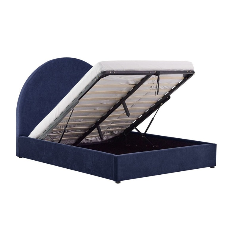 Eloise Curved Gas Lift Bed Frame - Navy, King