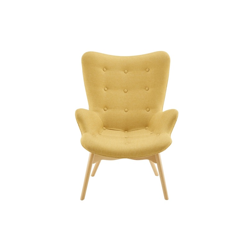 Featherston Replica Fabric Contour Relaxing Lounge Armchair - Mustard