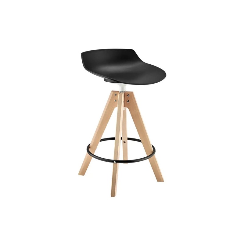 Flow Kitchen Counter Bar Stool Replica Wooden Legs - Black
