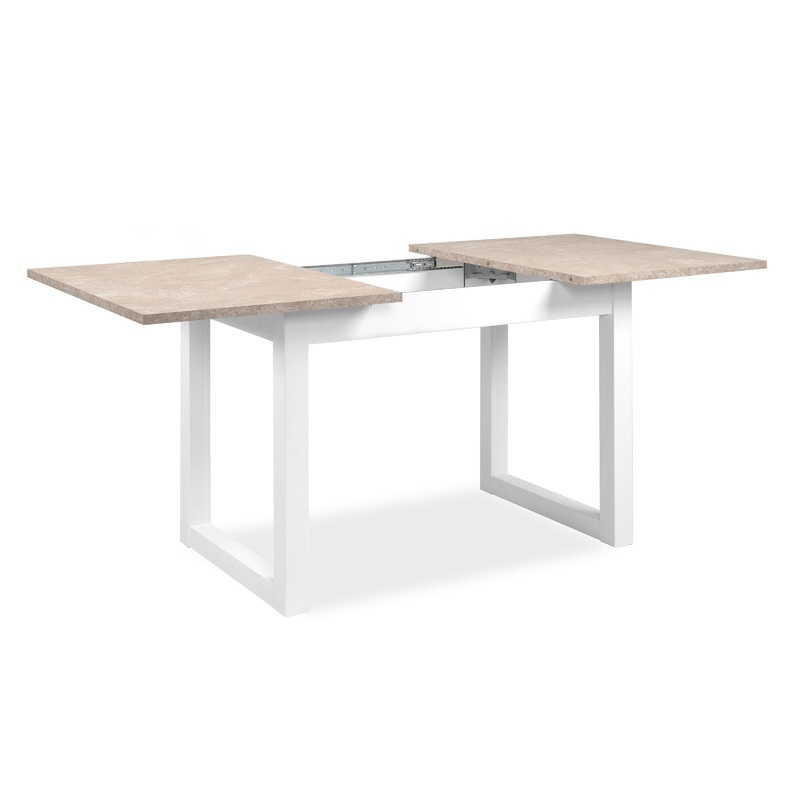 Jose Small Extendable Rectangular Kitchen Dining Table 120-160cm Sandstone/White