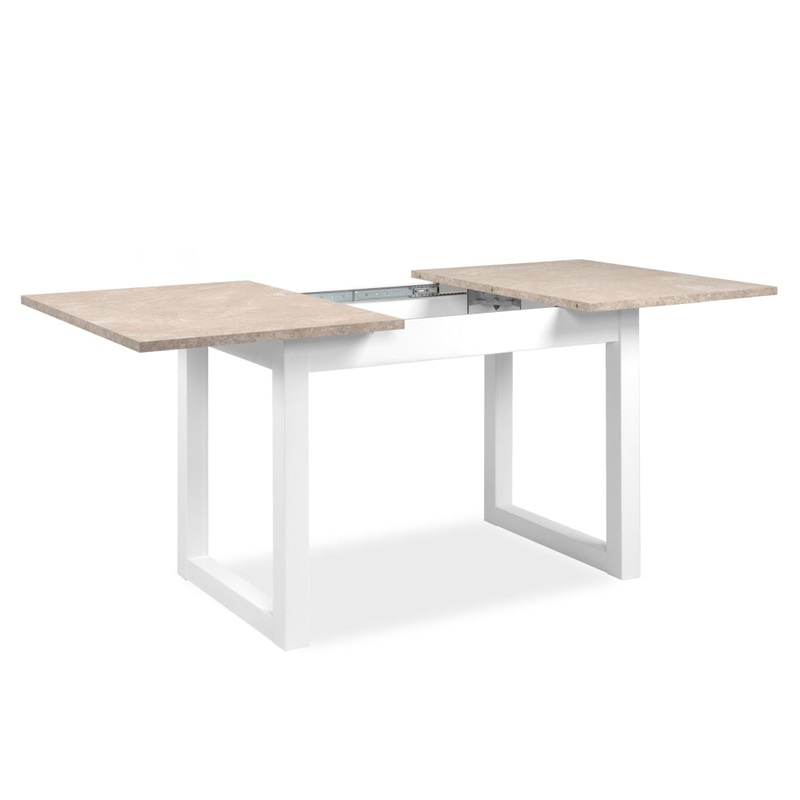 Jose Wooden Extendable Rectangular Kitchen Dining Table 160-200cm Sandstone/White