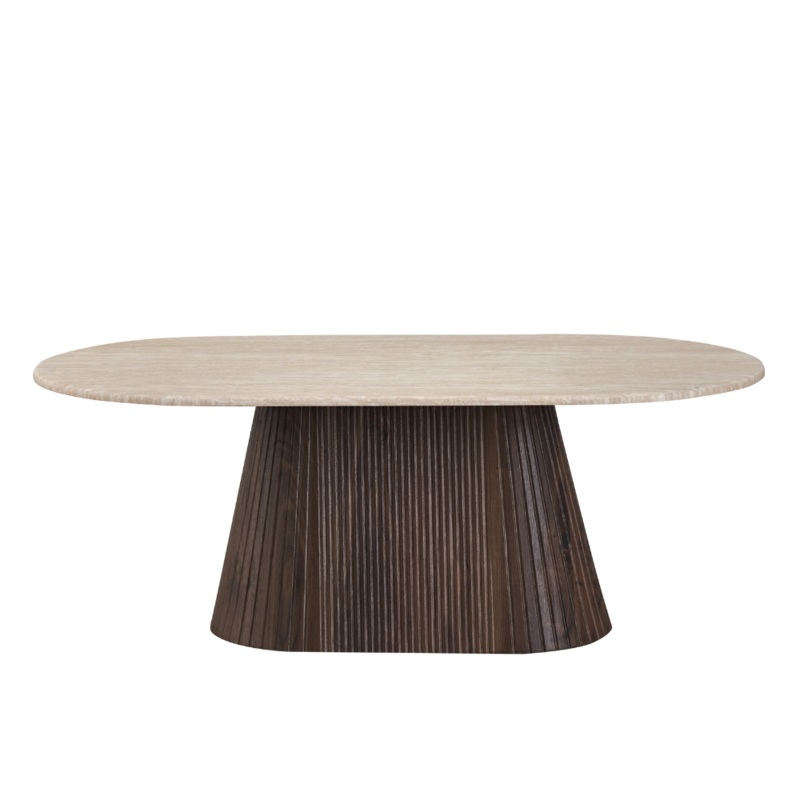 Louie Artificial Marble Wooden Laminated Coffee Tea Table Travertine