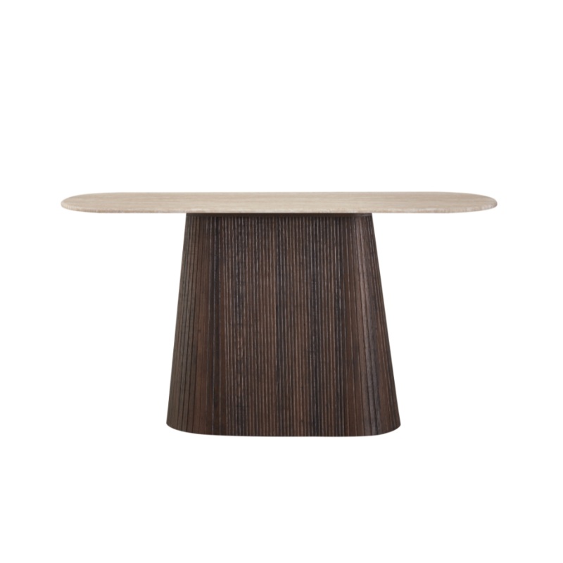 Louie Artificial Marble Wooden Laminated Hallway Console Hall Table Travertine