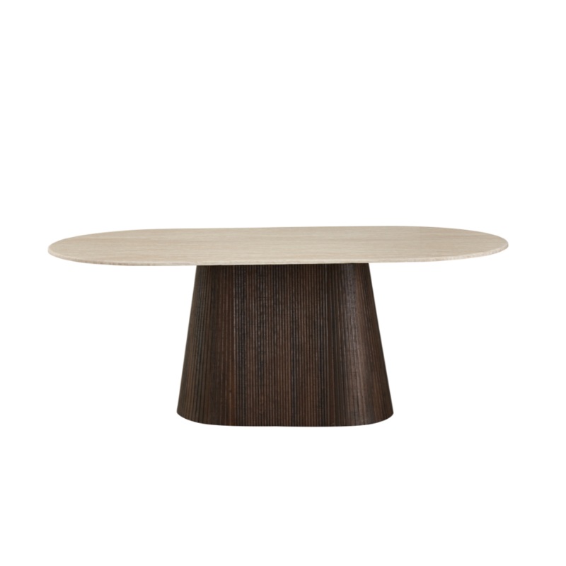 Louie Artificial Marble Wooden Laminated Kitchen Dining Table 200cm Travertine