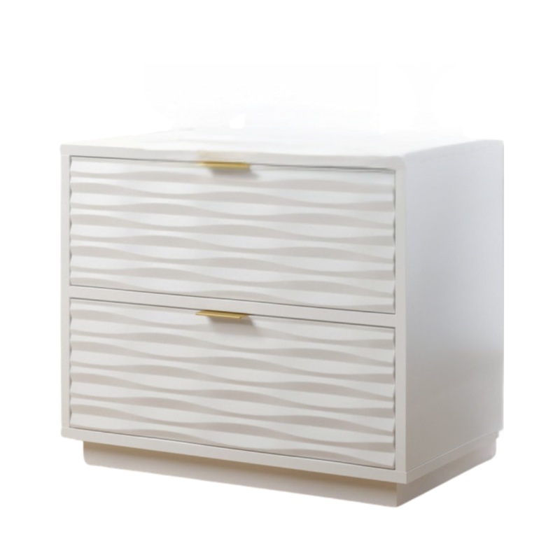 Luther Modern Classic Wooden End Lamp Side Table 2-Drawers White