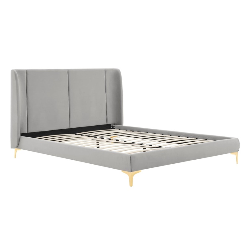 Mendoza Curved Bed Frame - Light Grey Queen