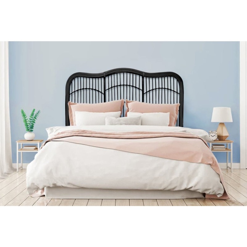 Moria Rattan Eco Friendly Bed Head Headboard Double Size - Black