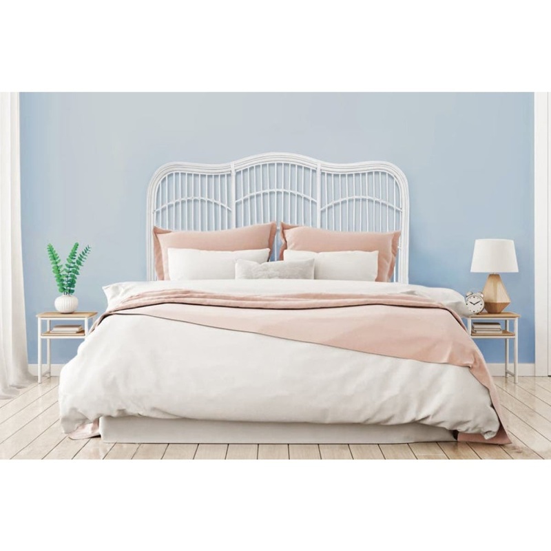 Moria Rattan Eco Friendly Bed Head Headboard King Size  - White