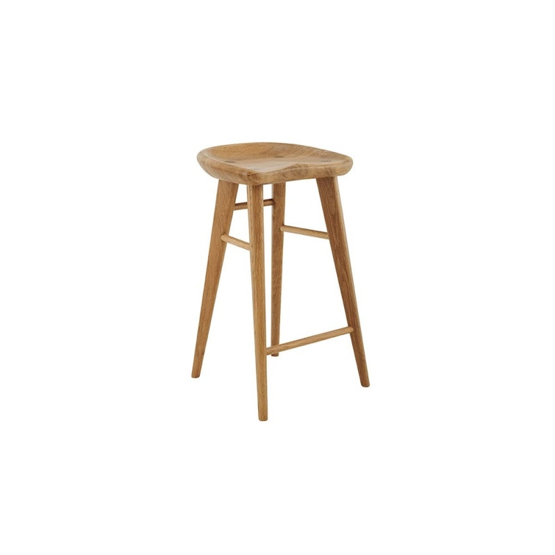 Saddle Wooden Kitchen Counter Bar Stool 65cm - Oak