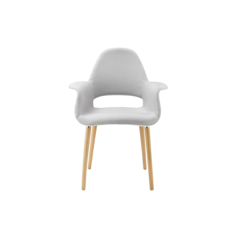 Set of 2 Eames Replica Organic Fabric Kitchen Dining Chair Armchair - Grey