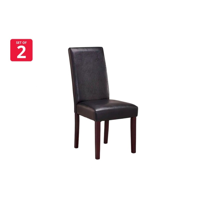 Set of 2 Kyran PU Leather Kitchen Dining Chairs - Black