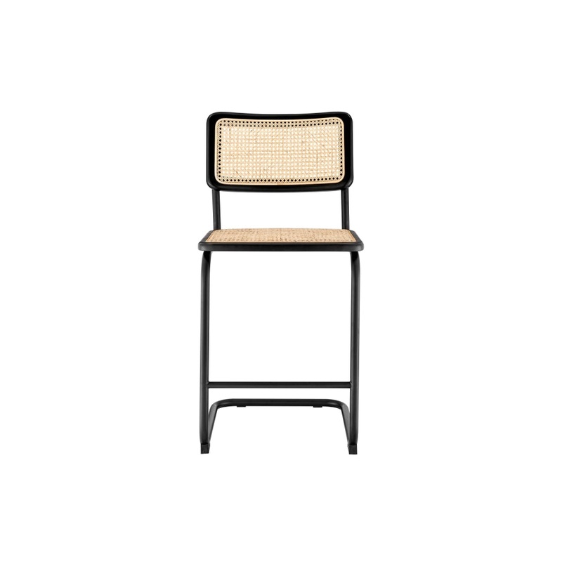 Set of 2 Marcel Breuer Replica Cesca Chair Kitchen Counter Bar Stool - Black/Rattan