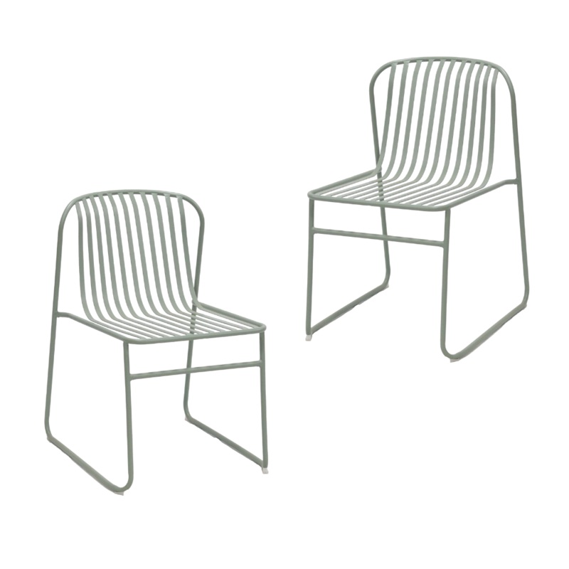 Set Of 2 Renzo Antirust Treatment Metal Outdoor Dining Side Chair Thyme Green
