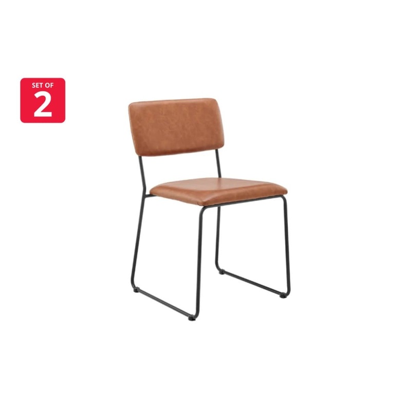 Set of 2 Santa Ana Kitchen Dining Chairs - Brown PU