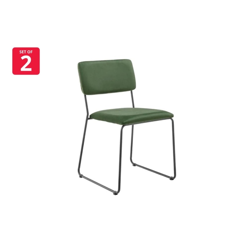 Set of 2 Santa Ana Kitchen Dining Chairs - Green