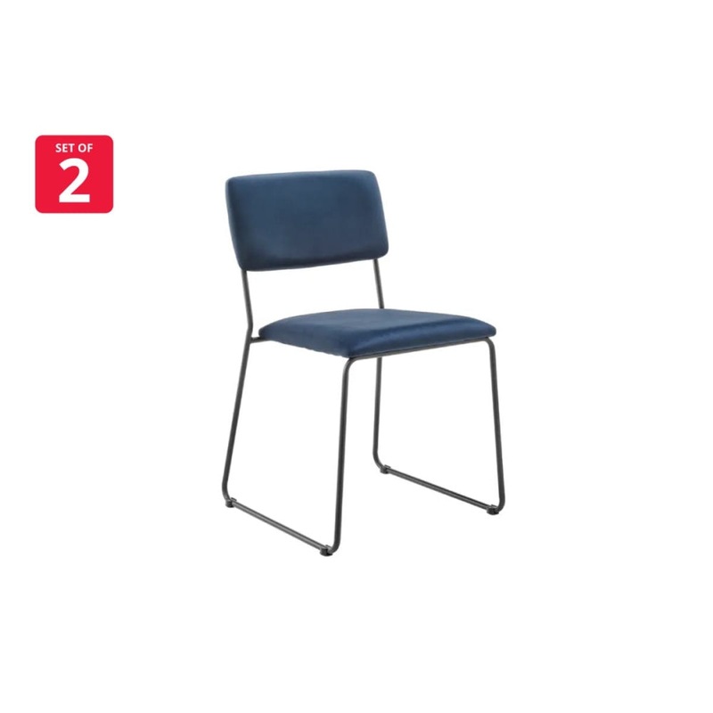 Set of 2 Santa Ana Kitchen Dining Chairs - Midnight Blue