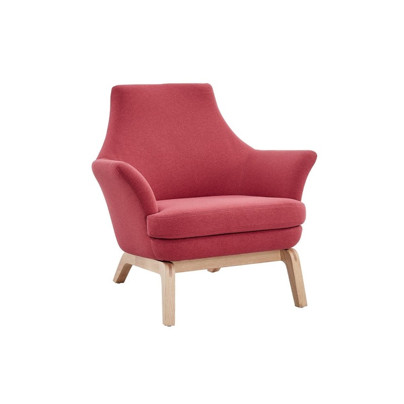 Tulip Fabric Relaxing Lounge Accent Armchair - Red