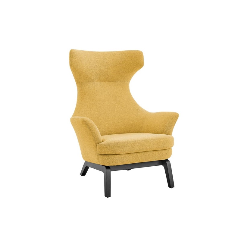 Tulip Tall High Back Fabric Relaxing Lounge Accent Armchair - Mustard