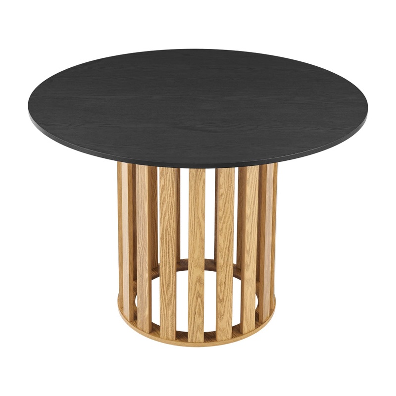 Ximena Round Wooden Kitchen Dining Table 110cm Oak/Black