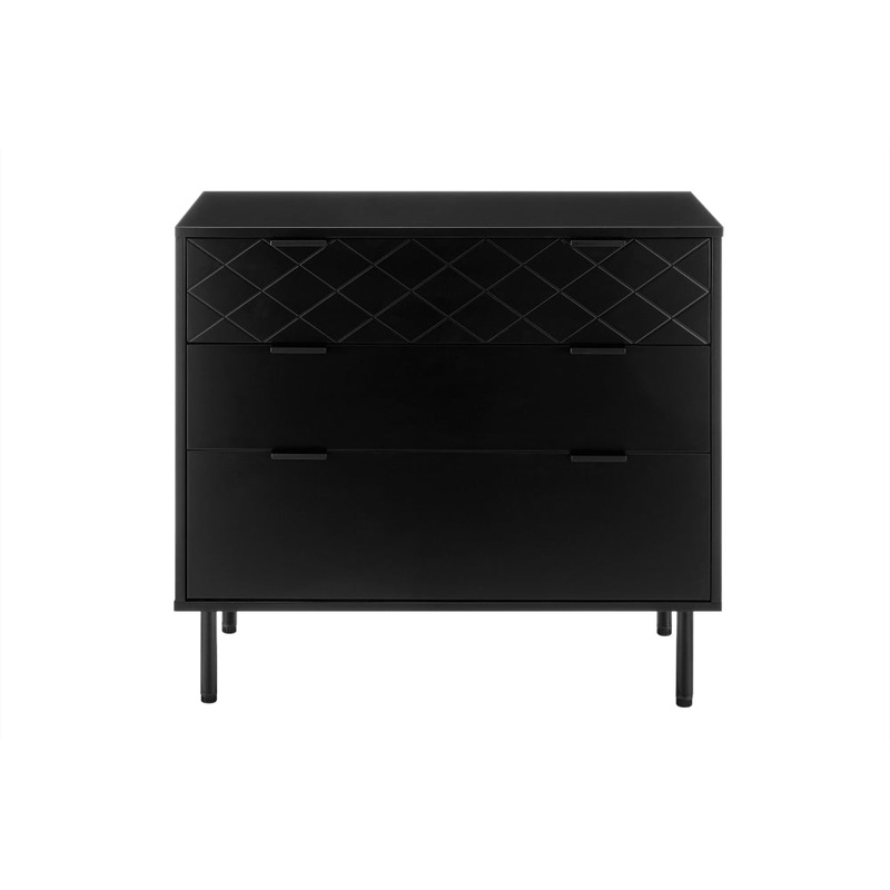 Christian Modern Chest of 3-Drawers Lowboy Storage Cabinet - Black