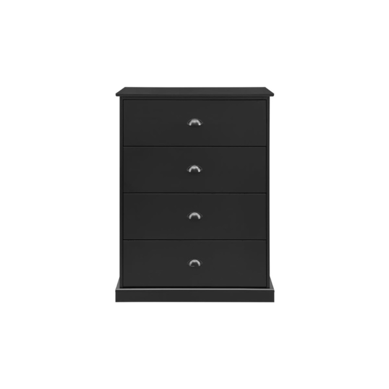 Hampton Elegant Chest of 4-Drawers Tallboy Storage Cabinet - Black