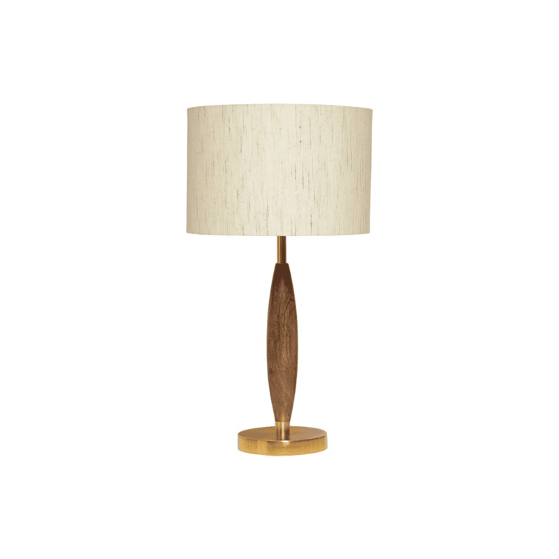 Kent Classic Metal Base Wood Body Cotton Shade Table Lamp Light - Gold