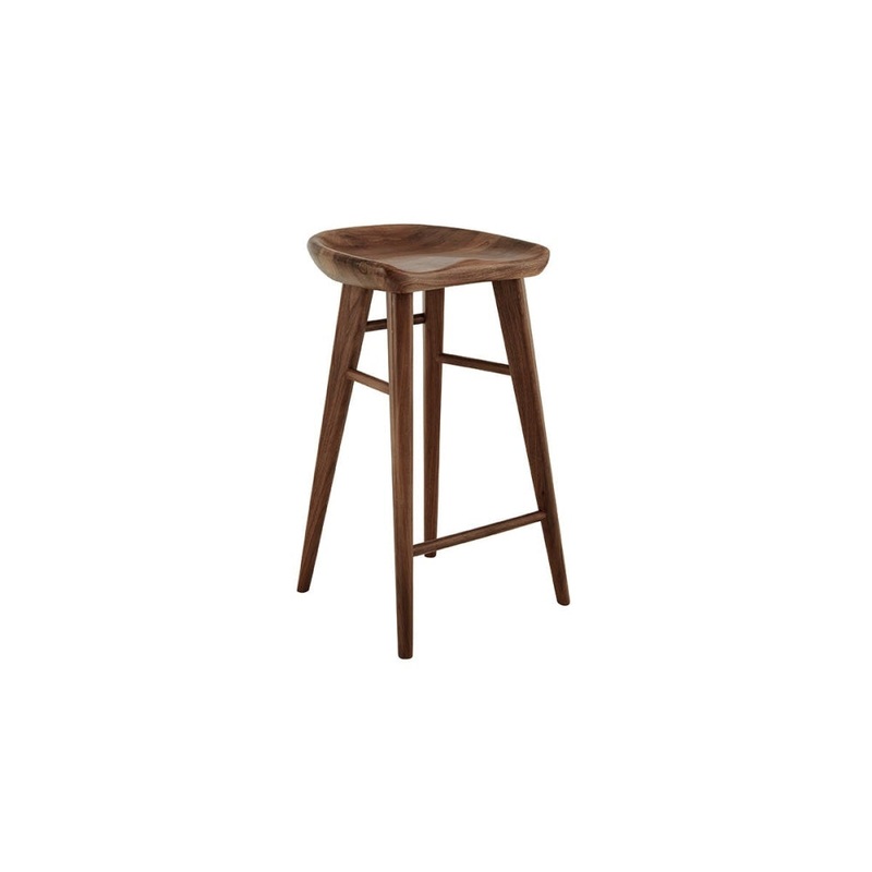 Saddle Wooden Kitchen Counter Bar Stool 65cm - Walnut