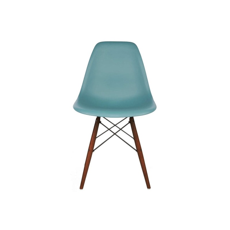 Set of 2 Eames Replica Premium DSW Kitchen Dining Side Chairs - Teal Seat/Walnut Legs
