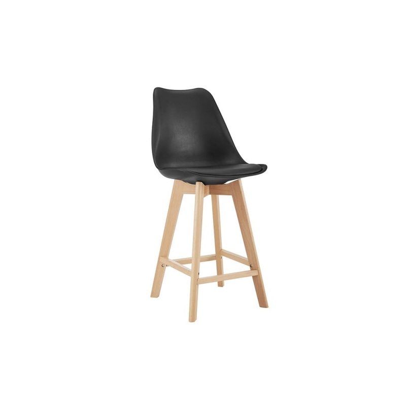 Set of 2 Ester Kitchen Counter Bar Stools - Black/Beech