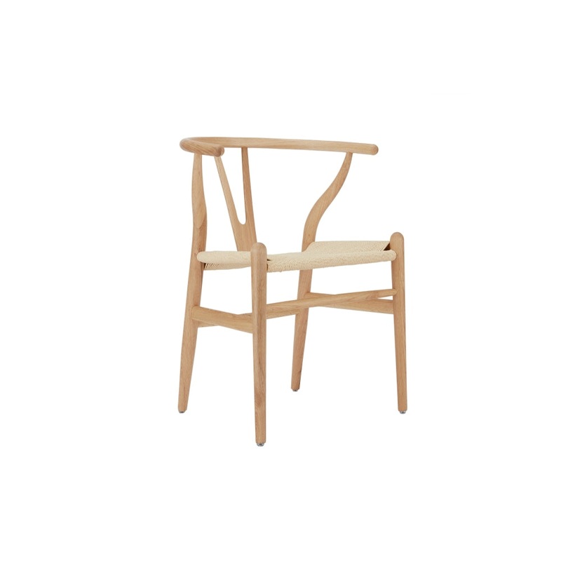 Set of 2 Hans Wegner Replica Wishbone Kitchen Dining Chair - Oak Wood/Natural