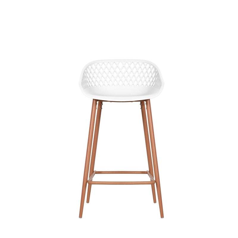 Set of 2 Leerdam Kitchen Counter Bar Stools Metal Frame - White