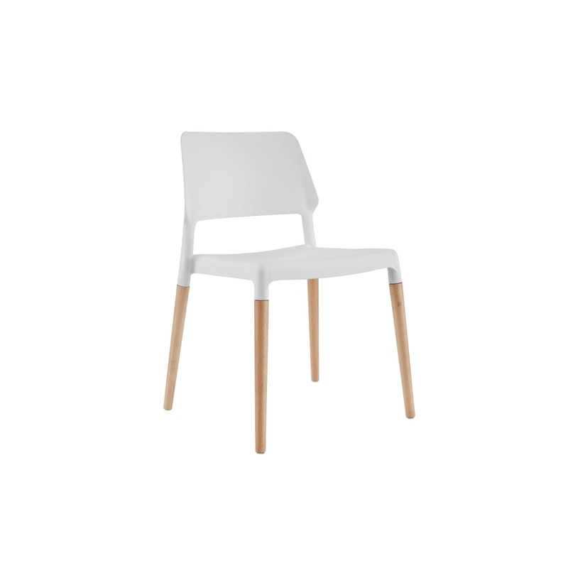 Set of 2 Mack Kitchen Dining Chairs - White/Beech