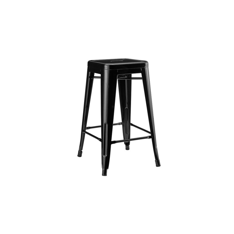 Set of 2 Xavier Pauchard Replica Tolix Kitchen Counter Bar Stools 65cm Powder Coated - Black
