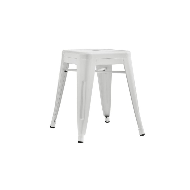 Set of 2 Xavier Pauchard Replica Tolix Low Stools Seats Chair Powder Coated Metal 45cm - White