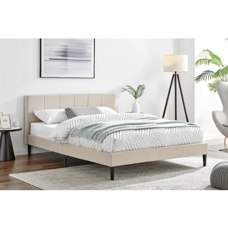 Theodore Bed Frame - Beige, Double