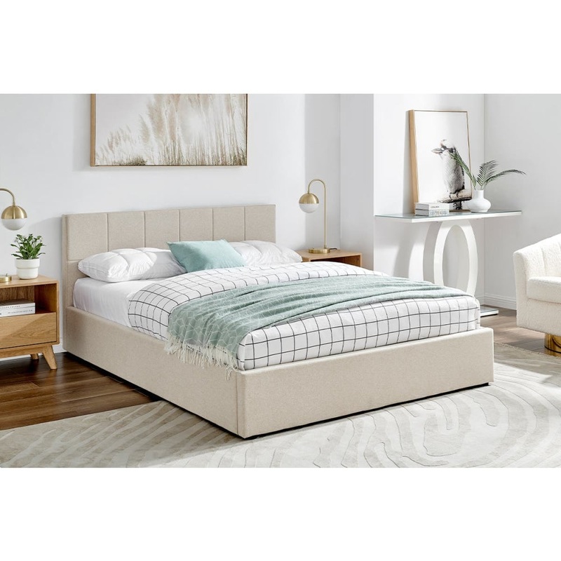 Theodore Gas Lift Bed Frame - Double Beige